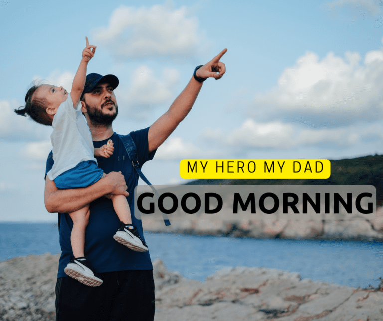 little cute boy wise good morning your dad near beach