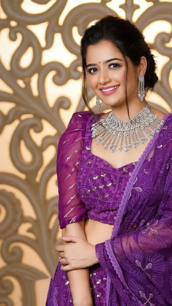Ashika Ranganath images in Beautiful Purple Color suit