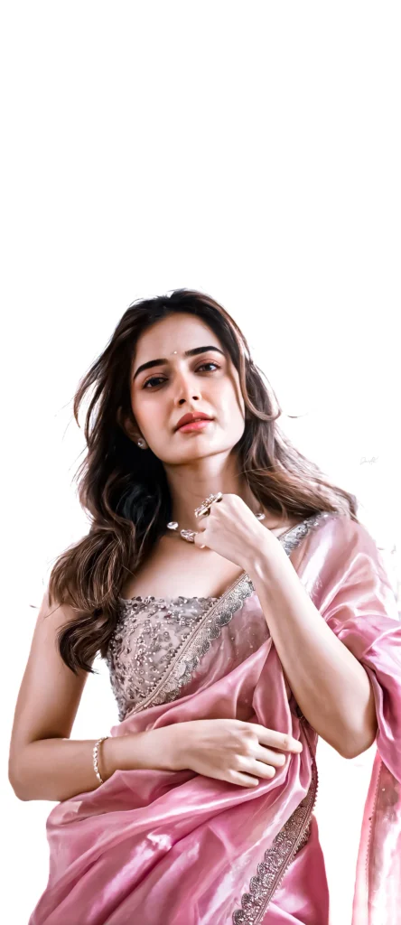 Ashika Ranganath looking very beautiful in pink saree 2