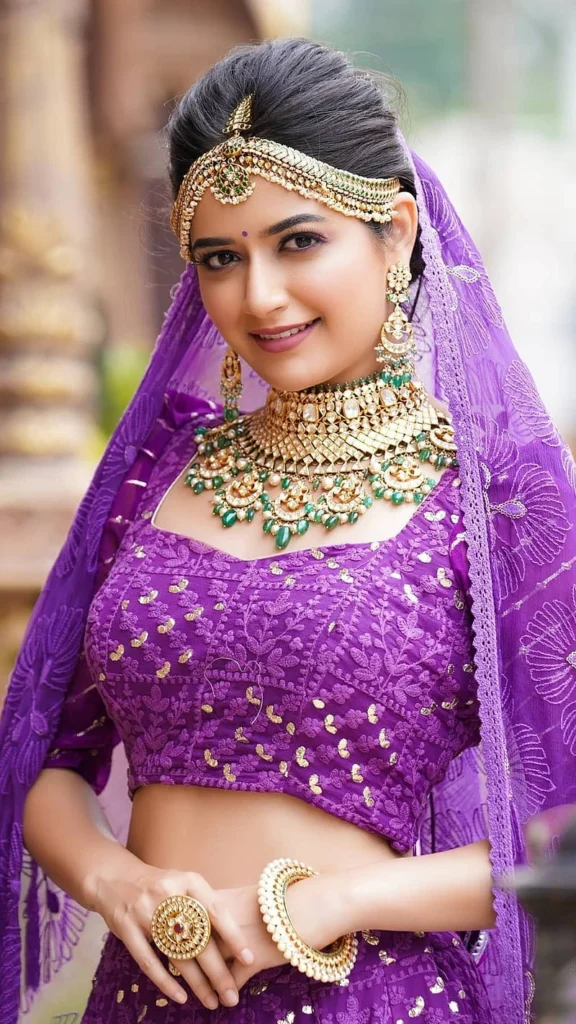 HD Wallpaper Ashika Ranganath purple sari image