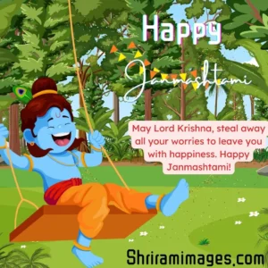Happy Janmashtami Instagram Post in Blue Yellow Modern Illustrative Style Happy Krishna Janmashtami images