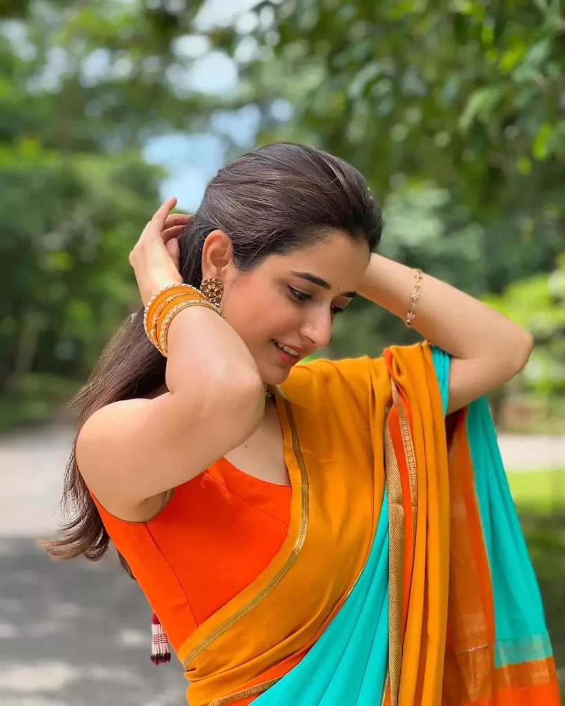 Hot Ashika Ranganath images in Colorfull Sharee